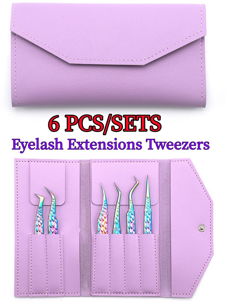 Isolation Tweezer Curved - طقم ملاقط رموش 6 قطع، منحنية