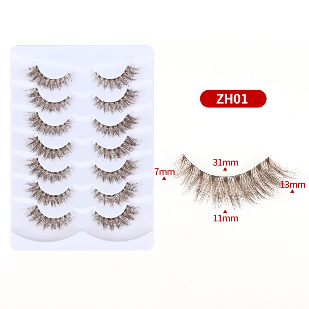 Eyelash Extension Cat Eye Wispy - 7 أزواج من الرموش الصناعية البنية