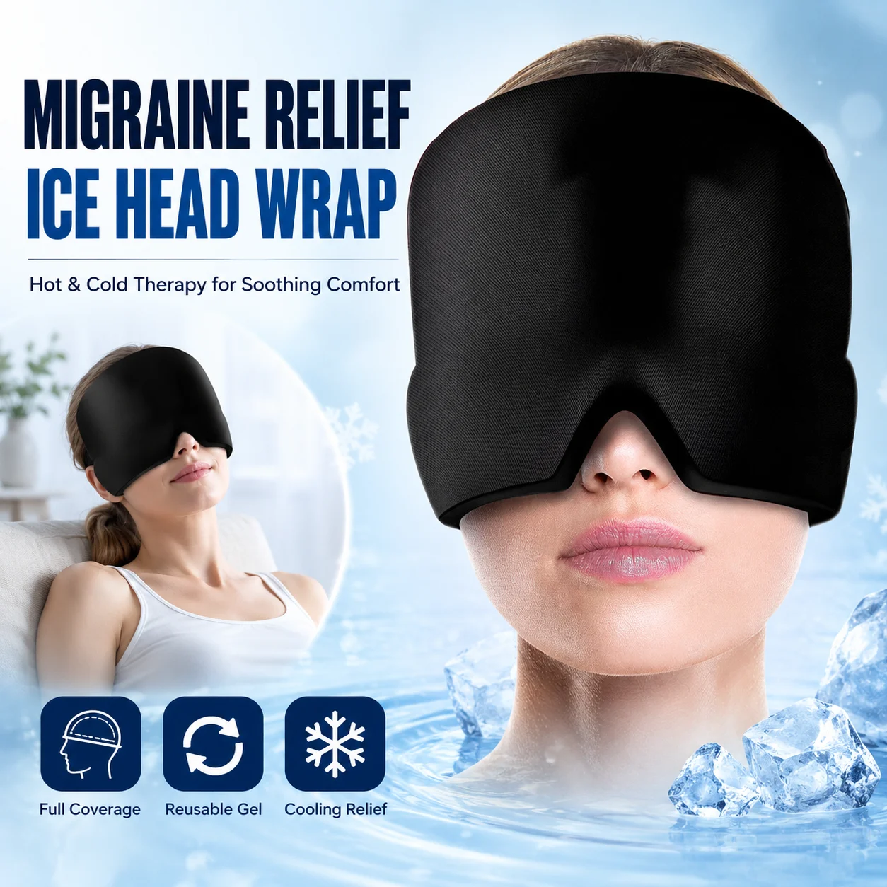 Under Eye Gel - غطاء جل للرأس لتخفيف الصداع النصفي،