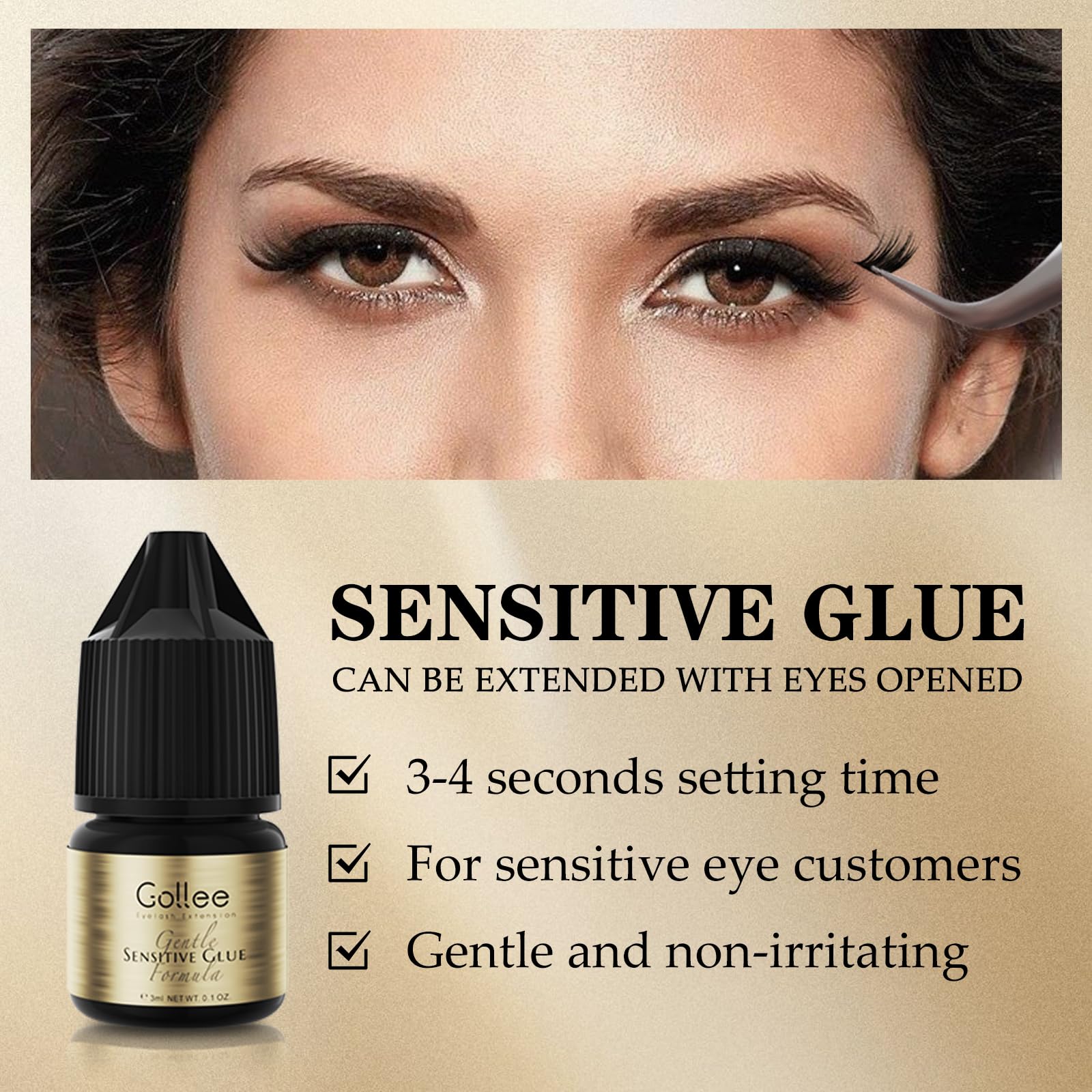 Gollee رمش لاصق متجمع رمش تمدي - مراجعة Eyelash Extension Glue For Sensitive Eyes وسعره