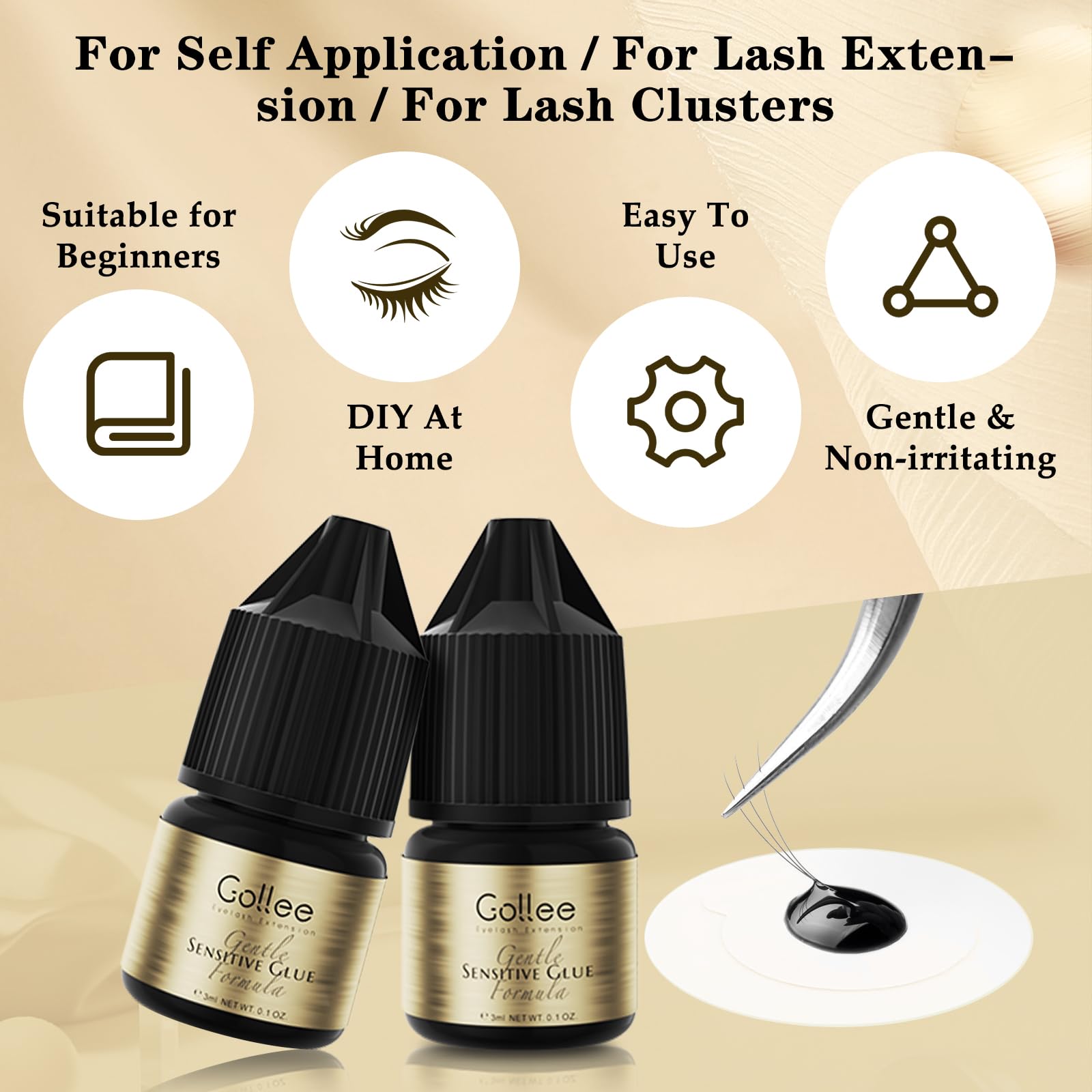 Gollee رمش لاصق متجمع رمش تمدي - مراجعة Eyelash Extension Glue For Sensitive Eyes وسعره